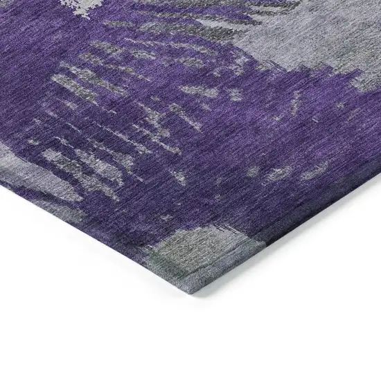 Purple Lilac And Eggplant Abstract Washable Indoor Outdoor Area Rug Photo 5