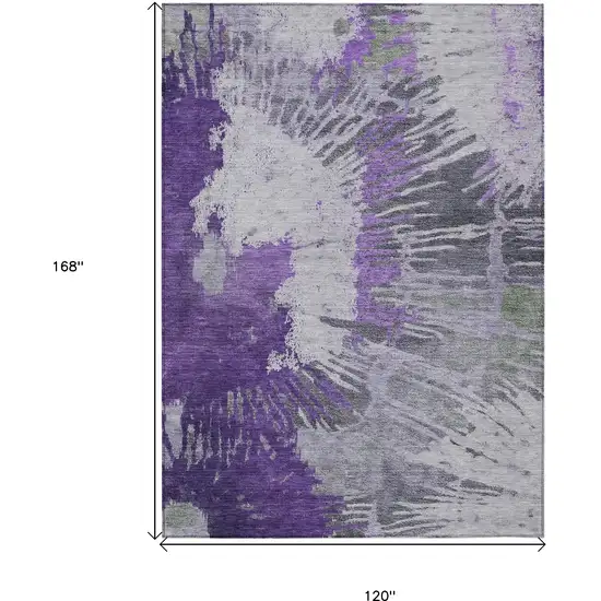 Purple Lilac And Eggplant Abstract Washable Indoor Outdoor Area Rug Photo 3