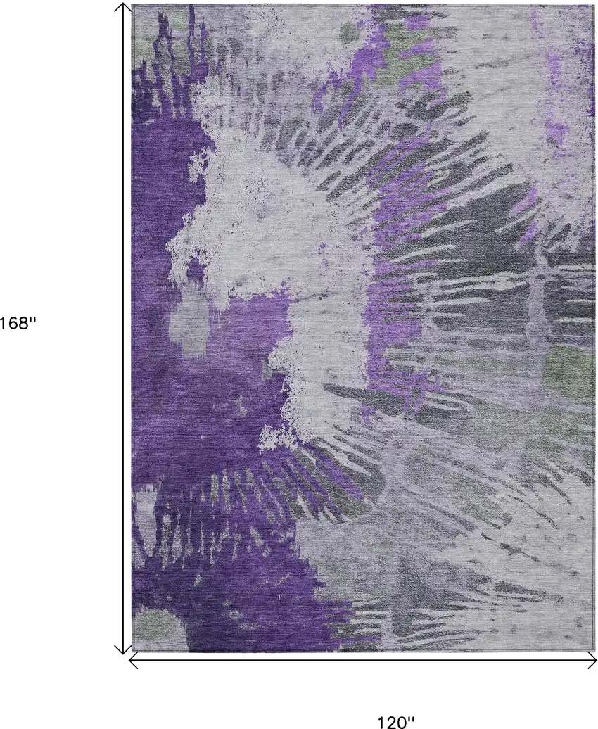 Purple Lilac And Eggplant Abstract Washable Indoor Outdoor Area Rug Photo 3