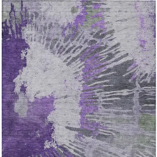 Purple Lilac And Eggplant Abstract Washable Indoor Outdoor Area Rug Photo 6