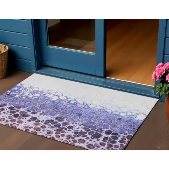 Purple Lilac And Eggplant Abstract Washable Indoor Outdoor Area Rug Photo 1