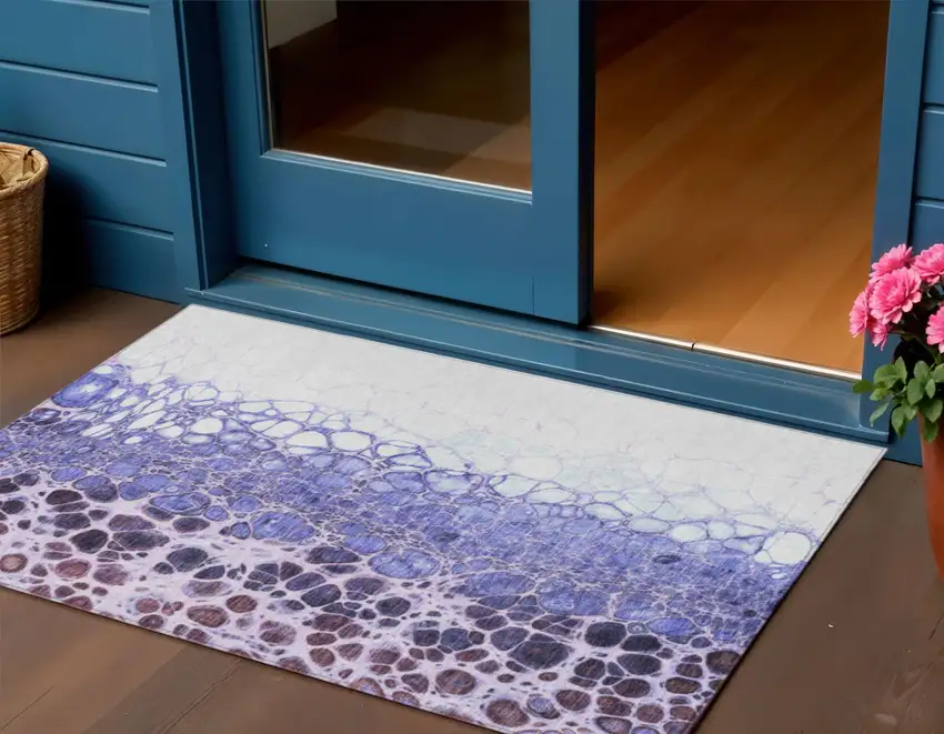 Purple Lilac And Eggplant Abstract Washable Indoor Outdoor Area Rug Photo 1