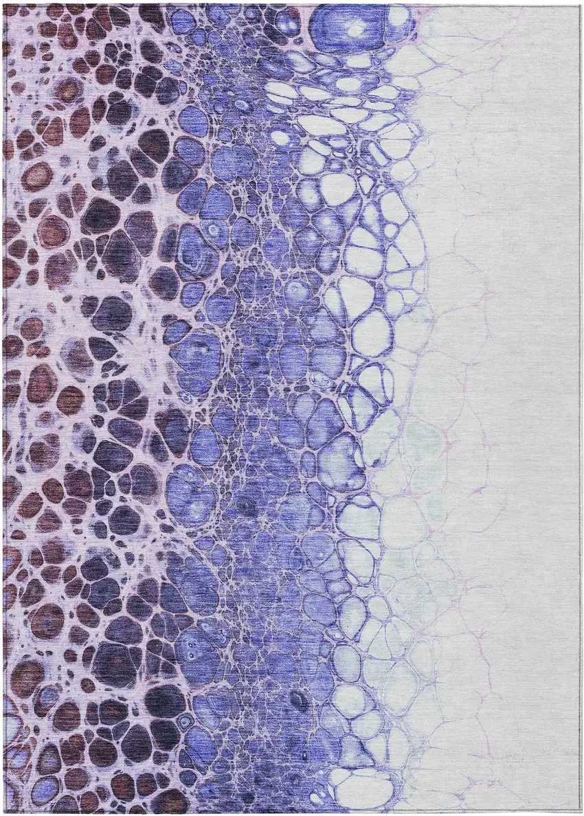 Purple Lilac And Eggplant Abstract Washable Indoor Outdoor Area Rug Photo 1