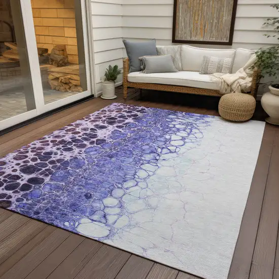 Purple Lilac And Eggplant Abstract Washable Indoor Outdoor Area Rug Photo 6