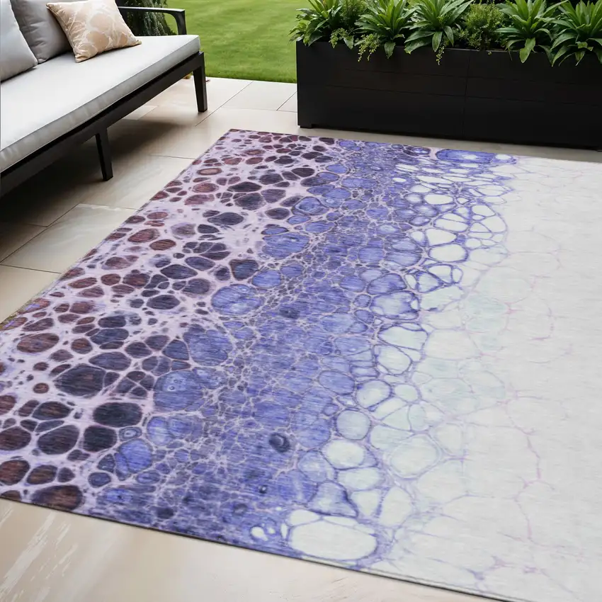 Purple Lilac And Eggplant Abstract Washable Indoor Outdoor Area Rug Photo 1