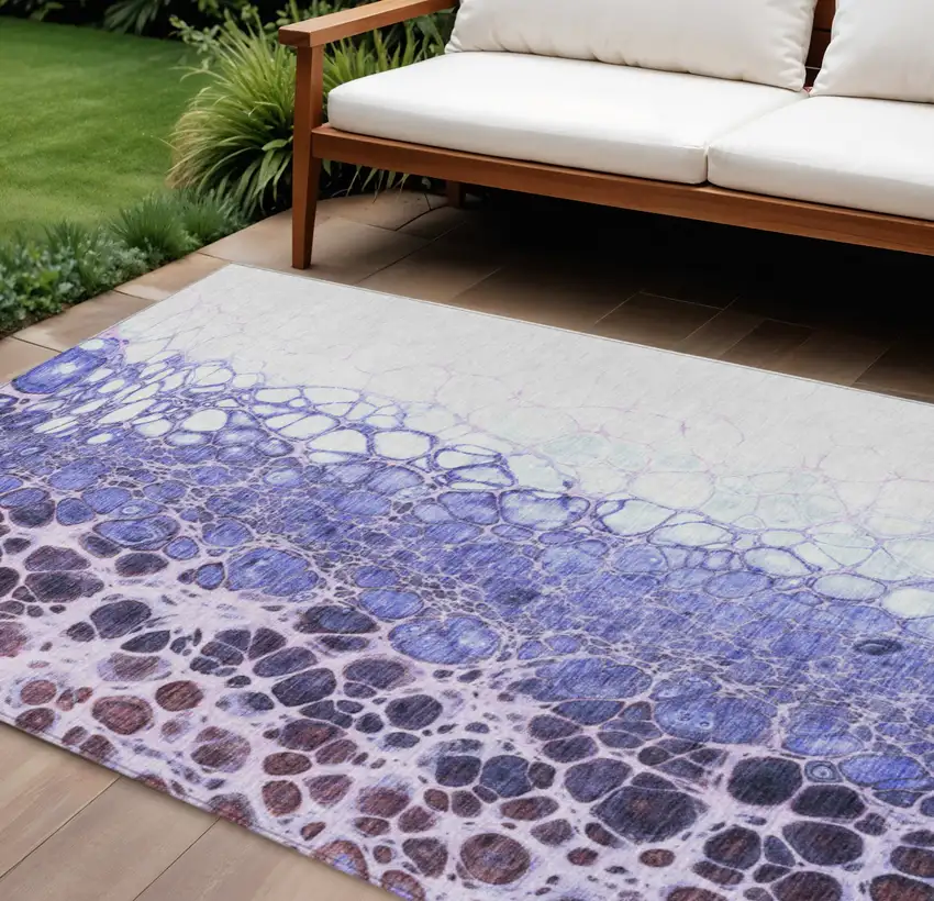 Purple Lilac And Eggplant Abstract Washable Indoor Outdoor Area Rug Photo 1
