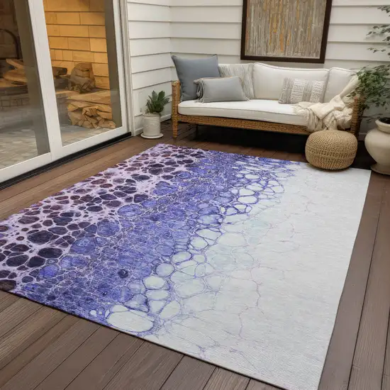 Purple Lilac And Eggplant Abstract Washable Indoor Outdoor Area Rug Photo 7