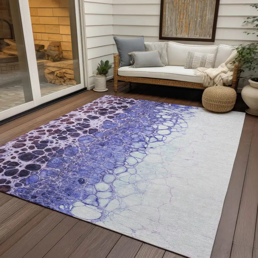 Purple Lilac And Eggplant Abstract Washable Indoor Outdoor Area Rug Photo 7