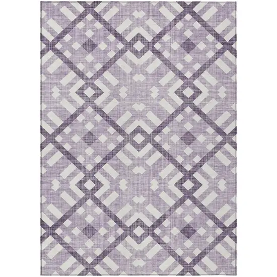 Purple Lilac And Ivory Geometric Washable Indoor Outdoor Area Rug Photo 2