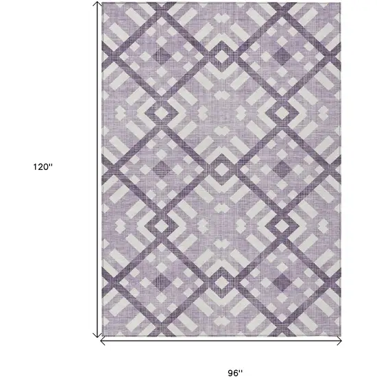 Purple Lilac And Ivory Geometric Washable Indoor Outdoor Area Rug Photo 3
