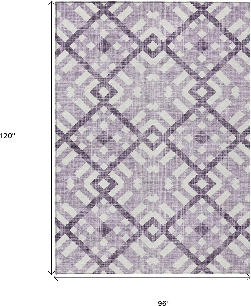 Purple Lilac And Ivory Geometric Washable Indoor Outdoor Area Rug Photo 3