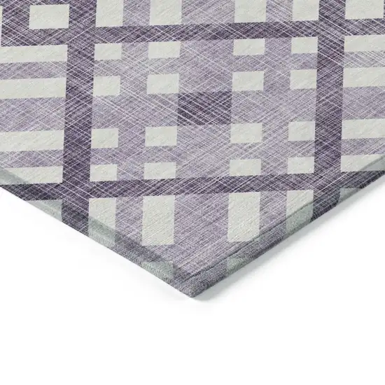 Purple Lilac And Ivory Geometric Washable Indoor Outdoor Area Rug Photo 4