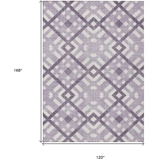 Purple Lilac And Ivory Geometric Washable Indoor Outdoor Area Rug Photo 3