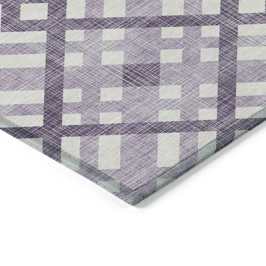 Purple Lilac And Ivory Geometric Washable Indoor Outdoor Area Rug Photo 4
