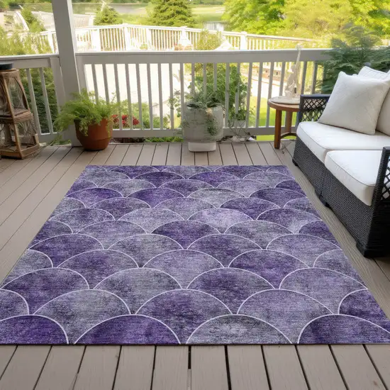 Purple Lilac And Lavender Abstract Washable Indoor Outdoor Area Rug Photo 9