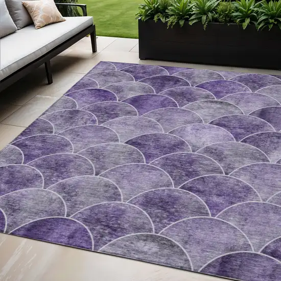 Purple Lilac And Lavender Abstract Washable Indoor Outdoor Area Rug Photo 1