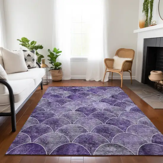 Purple Lilac And Lavender Abstract Washable Indoor Outdoor Area Rug Photo 8