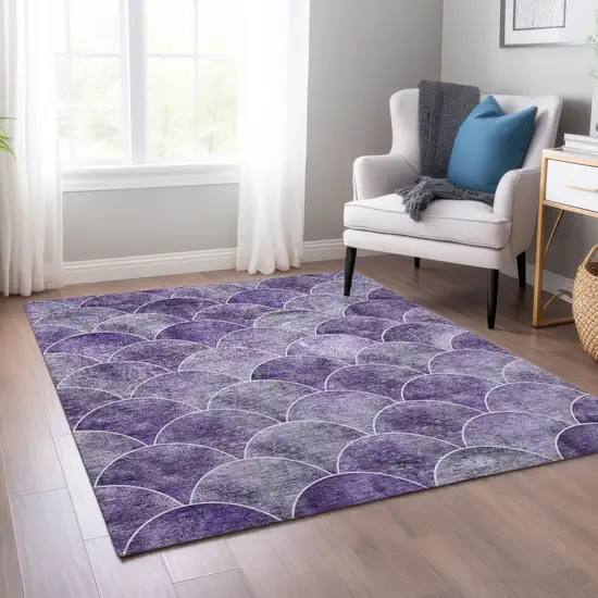 Purple Lilac And Lavender Abstract Washable Indoor Outdoor Area Rug Photo 7