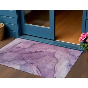 Photo of Purple Lilac And Lavender Abstract Washable Indoor Outdoor Area Rug