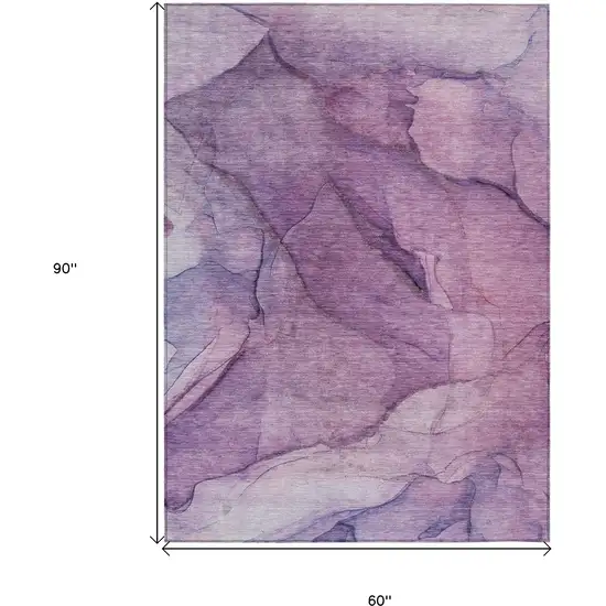 Purple Lilac And Lavender Abstract Washable Indoor Outdoor Area Rug Photo 3