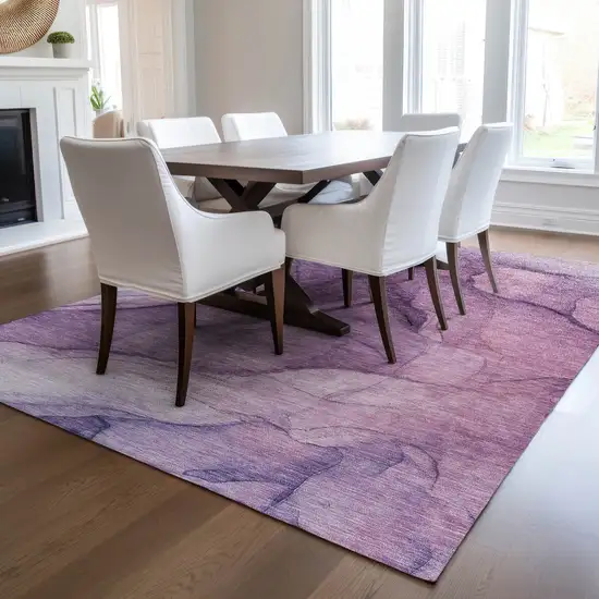 Purple Lilac And Lavender Abstract Washable Indoor Outdoor Area Rug Photo 7
