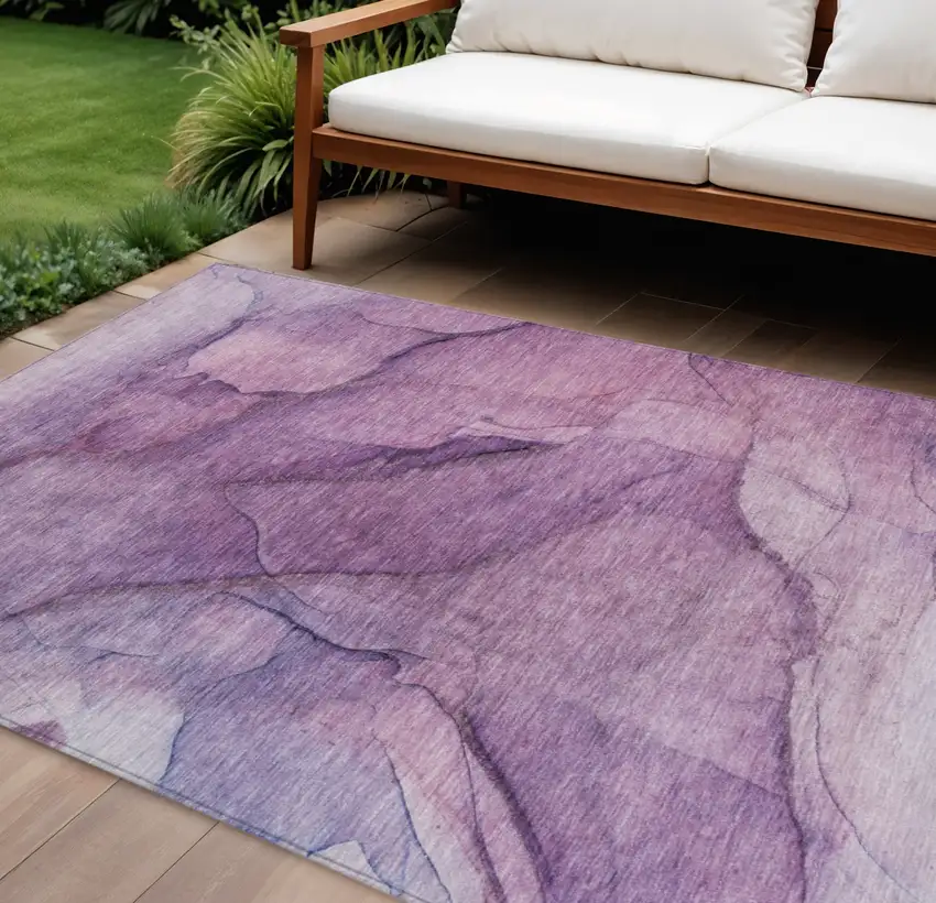 Purple Lilac And Lavender Abstract Washable Indoor Outdoor Area Rug Photo 1