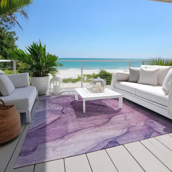Purple Lilac And Lavender Abstract Washable Indoor Outdoor Area Rug Photo 9