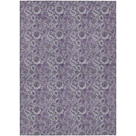 Purple Lilac And Lavender Floral Washable Indoor Outdoor Area Rug Photo 2