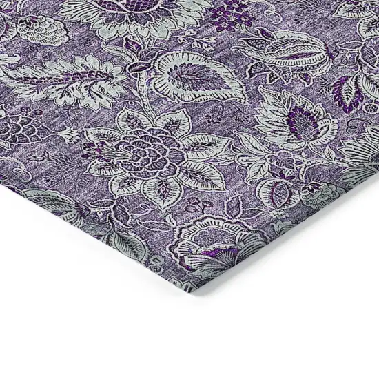 Purple Lilac And Lavender Floral Washable Indoor Outdoor Area Rug Photo 4