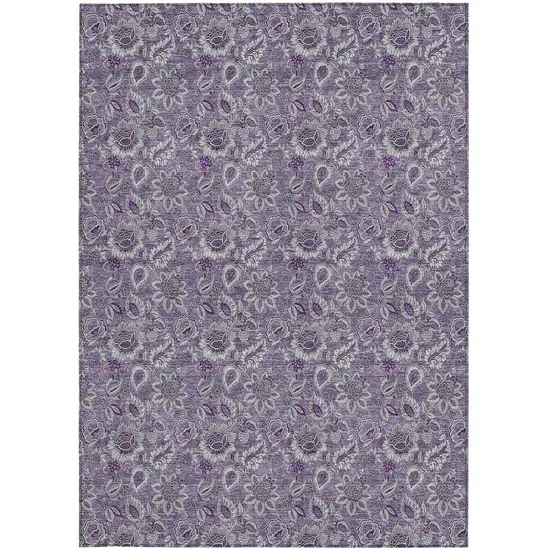 Purple Lilac And Lavender Floral Washable Indoor Outdoor Area Rug Photo 6