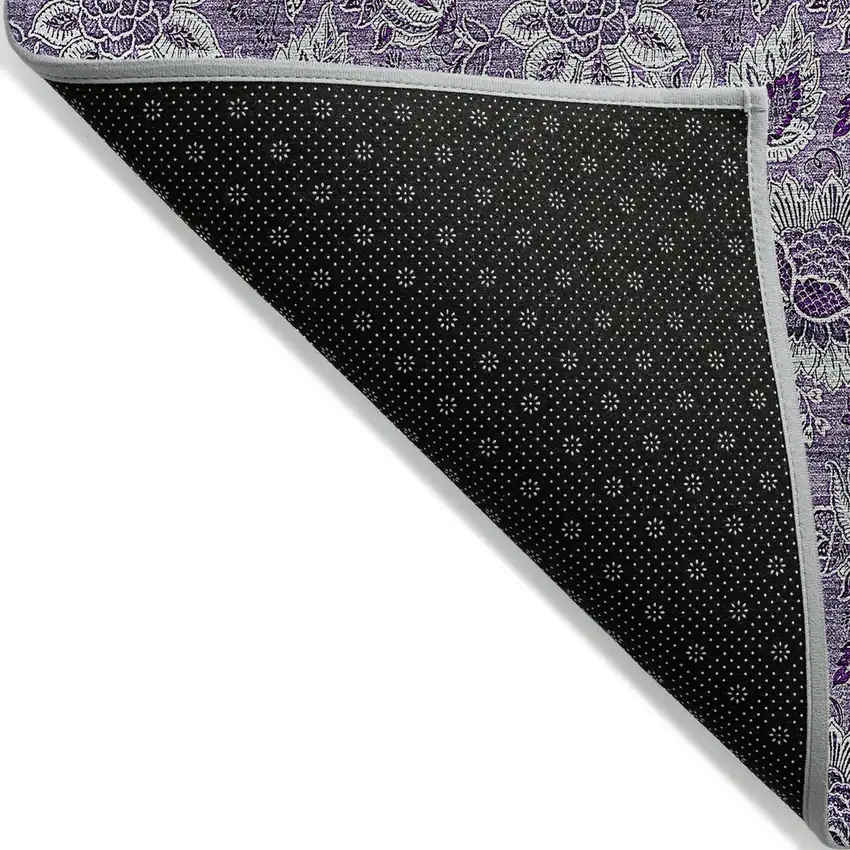 Purple Lilac And Lavender Floral Washable Indoor Outdoor Area Rug Photo 4