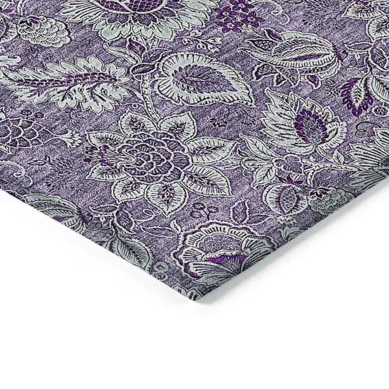 Purple Lilac And Lavender Floral Washable Indoor Outdoor Area Rug Photo 5