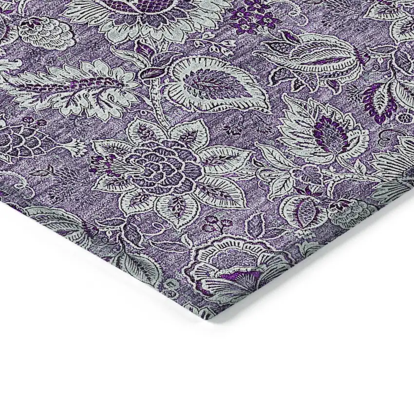 Purple Lilac And Lavender Floral Washable Indoor Outdoor Area Rug Photo 5
