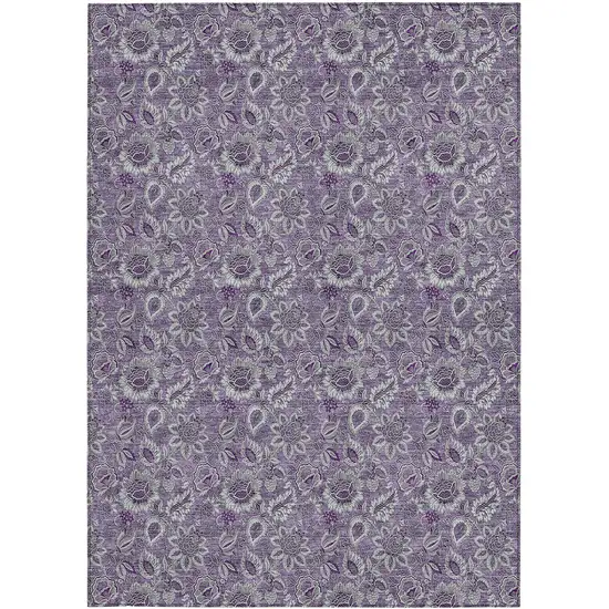 Purple Lilac And Lavender Floral Washable Indoor Outdoor Area Rug Photo 7