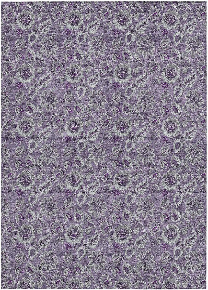 Purple Lilac And Lavender Floral Washable Indoor Outdoor Area Rug Photo 7