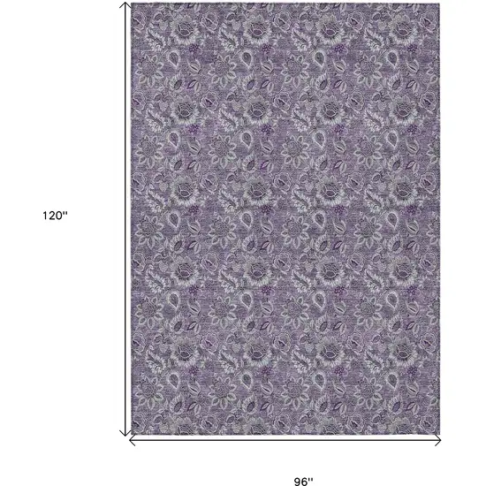 Purple Lilac And Lavender Floral Washable Indoor Outdoor Area Rug Photo 3