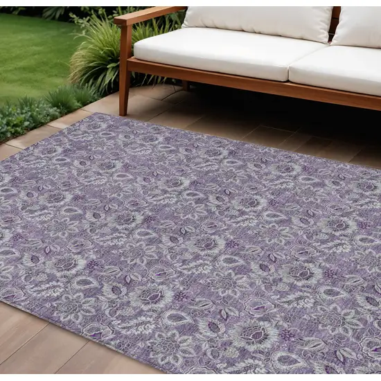 Purple Lilac And Lavender Floral Washable Indoor Outdoor Area Rug Photo 1