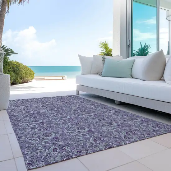 Purple Lilac And Lavender Floral Washable Indoor Outdoor Area Rug Photo 9