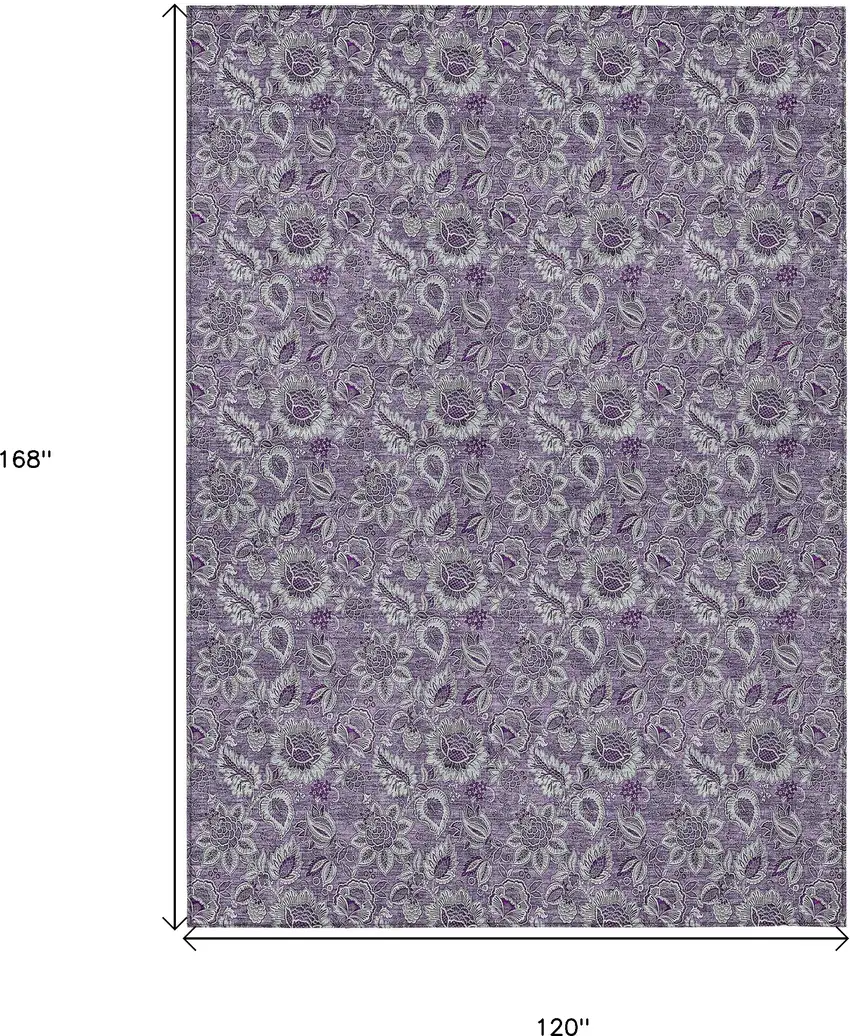 Purple Lilac And Lavender Floral Washable Indoor Outdoor Area Rug Photo 3