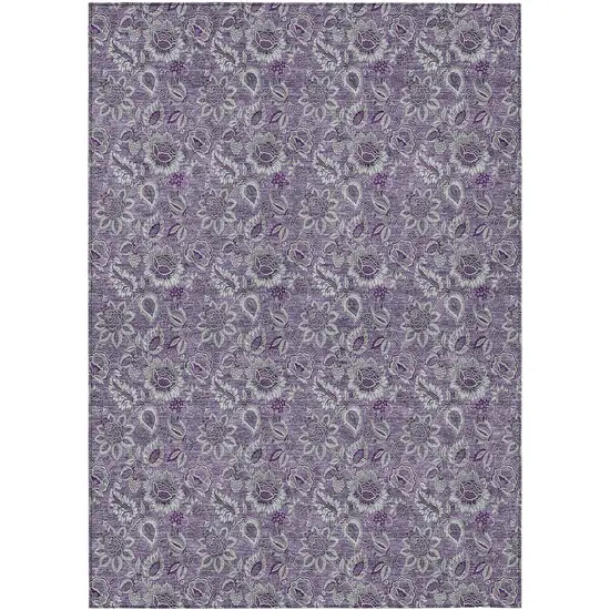 Purple Lilac And Lavender Floral Washable Indoor Outdoor Area Rug Photo 2