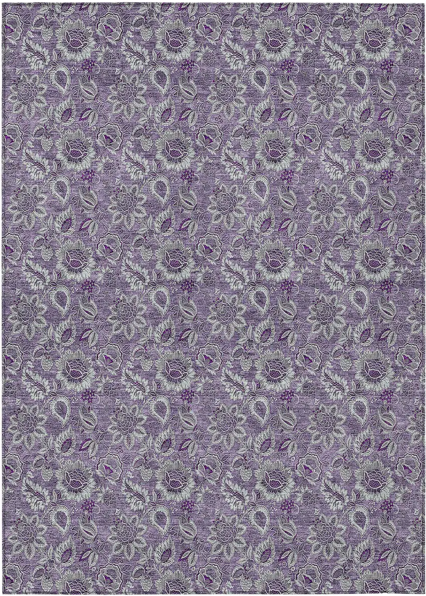 Purple Lilac And Lavender Floral Washable Indoor Outdoor Area Rug Photo 2