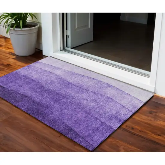 Purple Lilac And Lavender Ombre Washable Indoor Outdoor Area Rug Photo 1