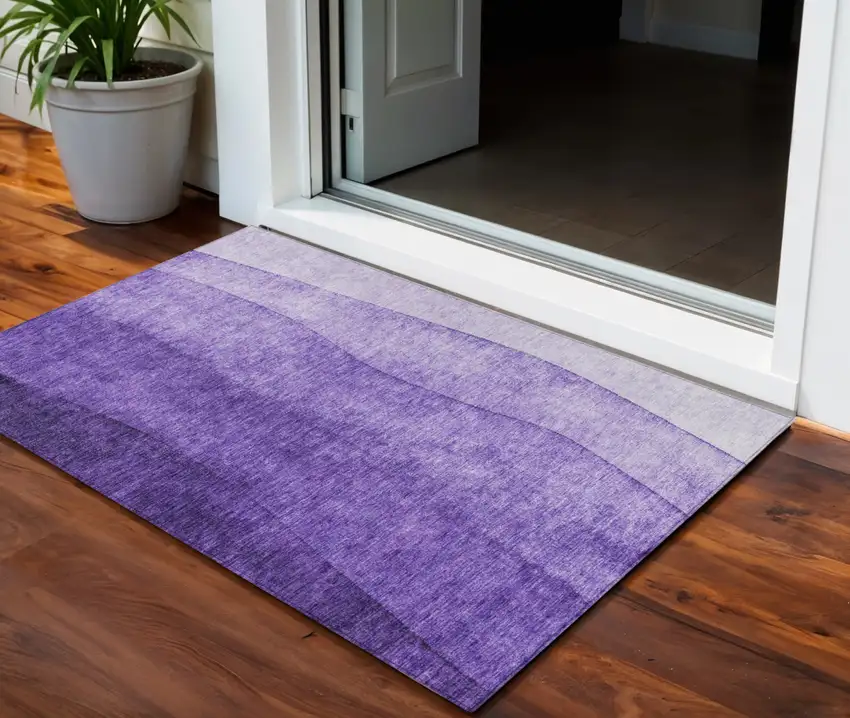 Purple Lilac And Lavender Ombre Washable Indoor Outdoor Area Rug Photo 1