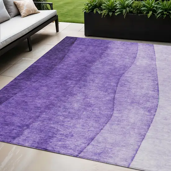Purple Lilac And Lavender Ombre Washable Indoor Outdoor Area Rug Photo 1