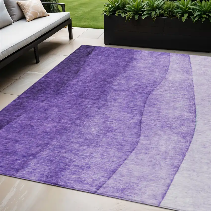 Purple Lilac And Lavender Ombre Washable Indoor Outdoor Area Rug Photo 1