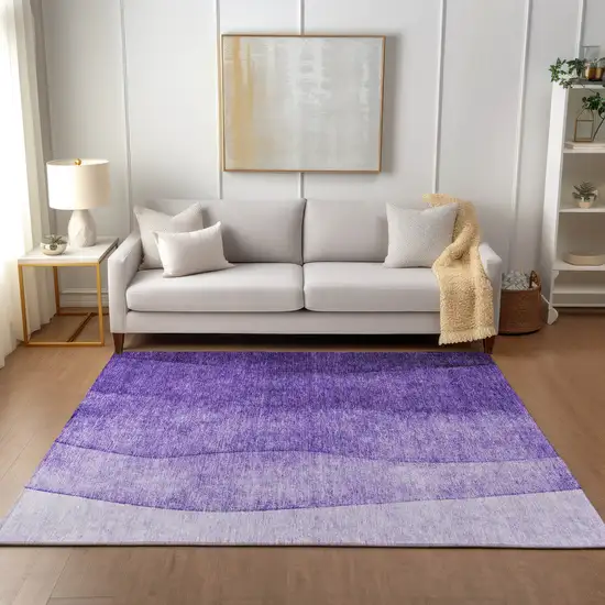 Purple Lilac And Lavender Ombre Washable Indoor Outdoor Area Rug Photo 6