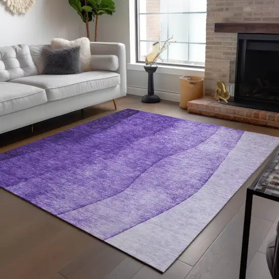 Purple Lilac And Lavender Ombre Washable Indoor Outdoor Area Rug Photo 7