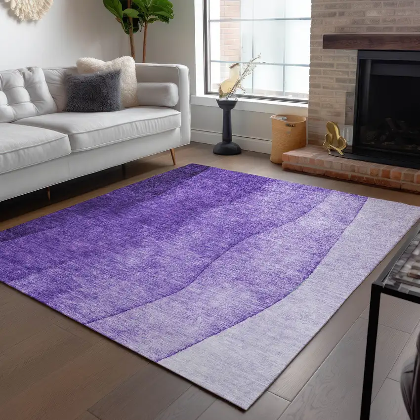 Purple Lilac And Lavender Ombre Washable Indoor Outdoor Area Rug Photo 7