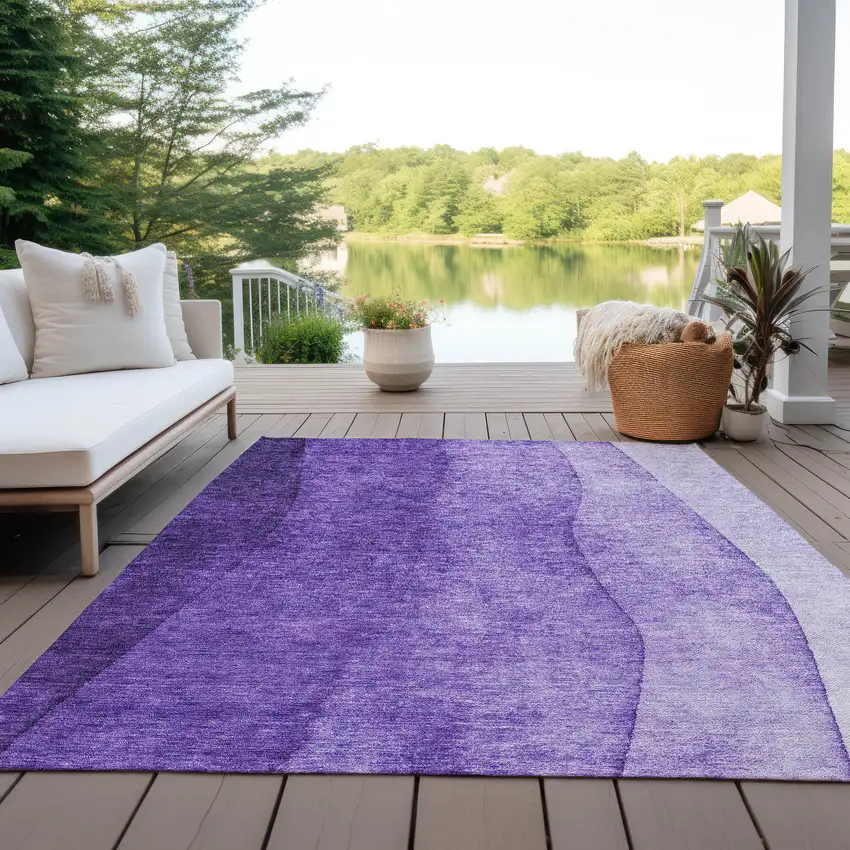 Purple Lilac And Lavender Ombre Washable Indoor Outdoor Area Rug Photo 8
