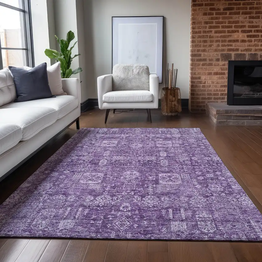 Purple Lilac And Lavender Oriental Washable Indoor Outdoor Area Rug Photo 9